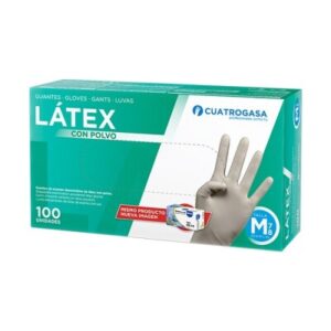 CUATROGASA GUANTE LATEX CON POLVO T-M 100 UNIDADES 5 GR