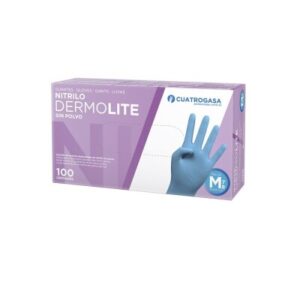 CUATROGASA GUANTE NITRILO DERMOLITE AZUL T-L 100 UNIDADES 3.5 GR