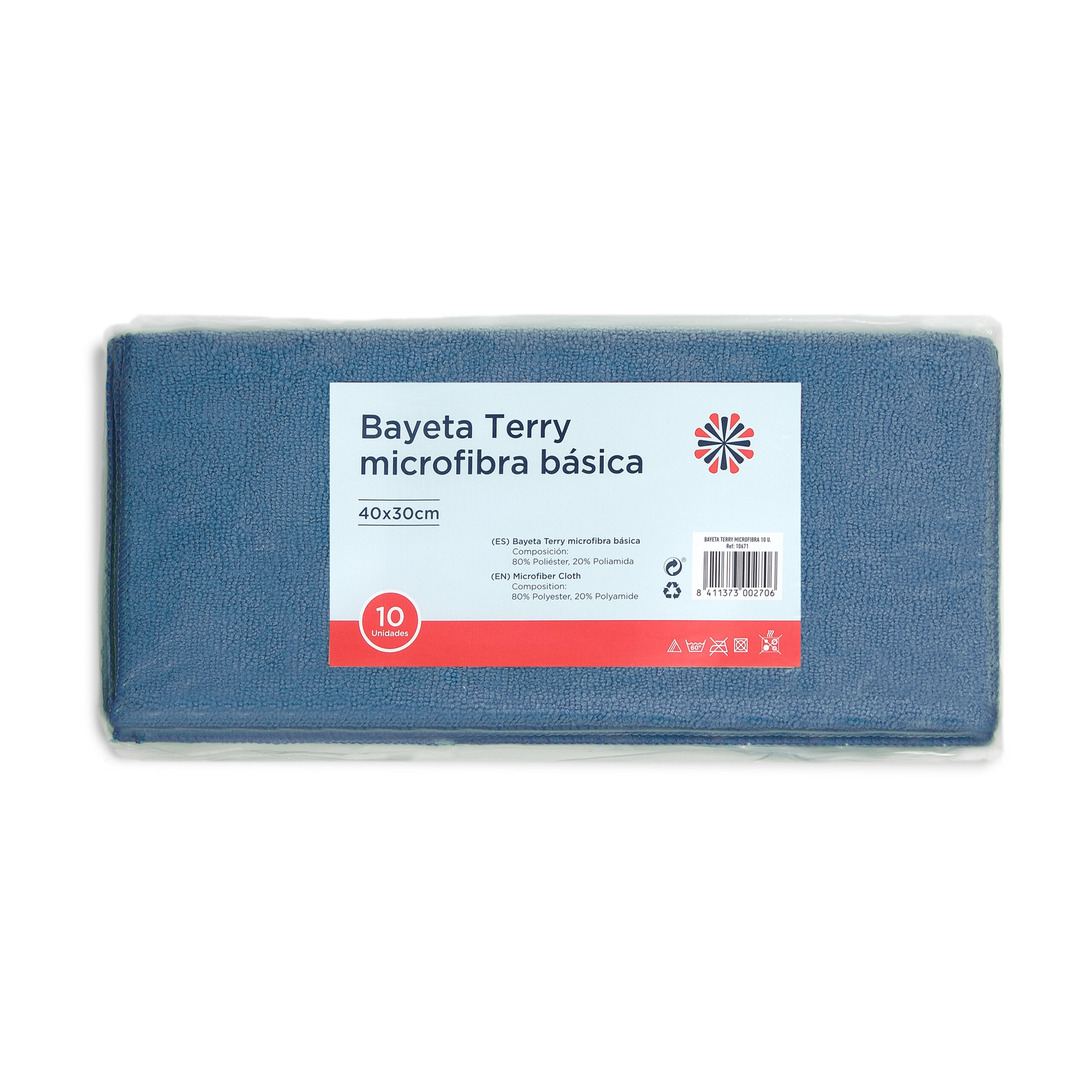 BAYETA BASICA MICROFIBRA PACK 10 40X30 CM 280GR AZUL