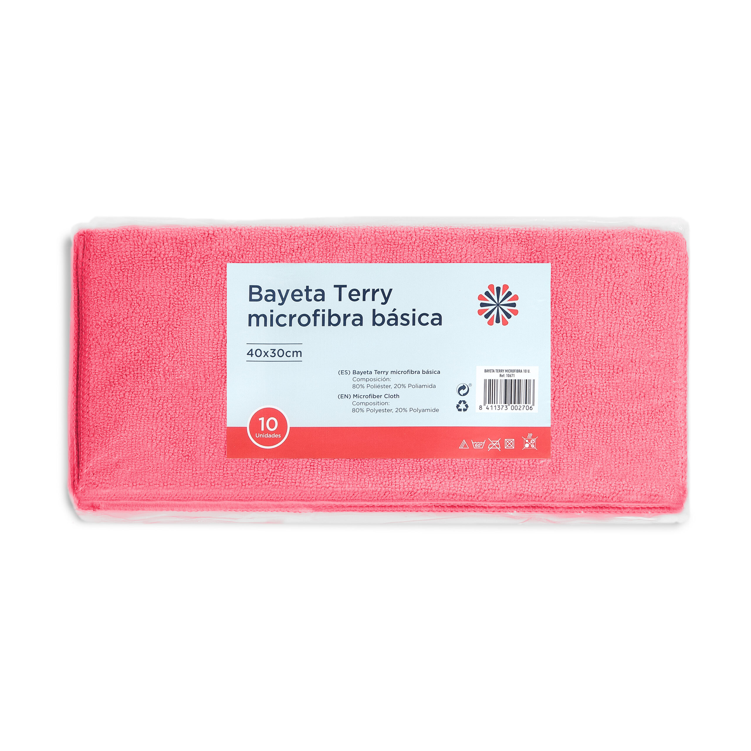BAYETA BASICA MICROFIBRA PACK 10 40X30 CM 280GR ROJA